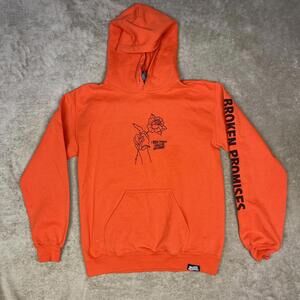 Broken Promises Hoodie Mens Small Orange I Wish Things Could Be Different
